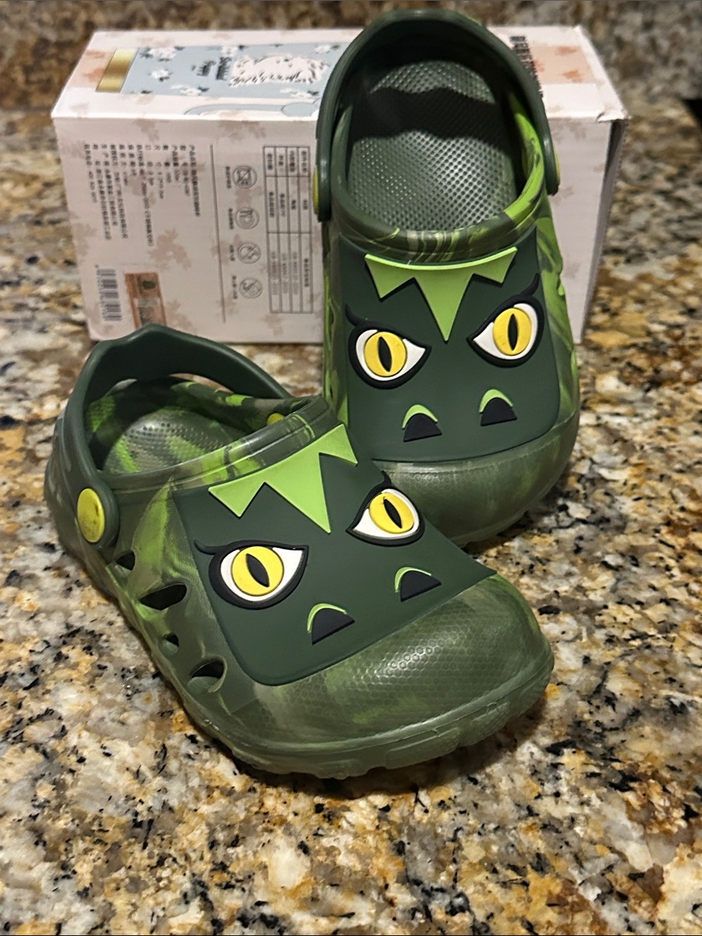 Kids Green Dino Clog Sandals
